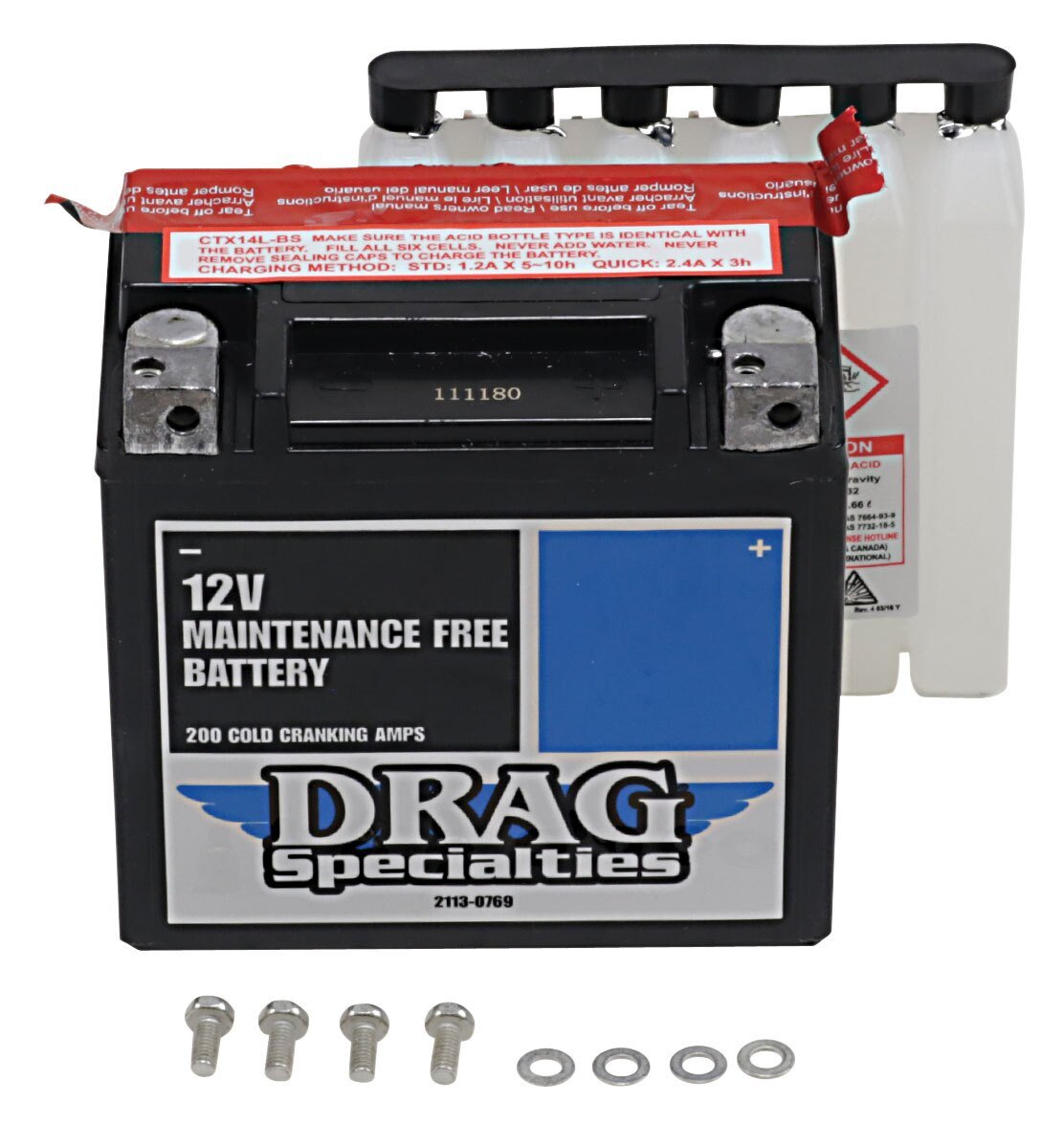 Drag Specialties YTX14LBS Maintenance-Free AGM Battery For Harley Sportster 2004-2022