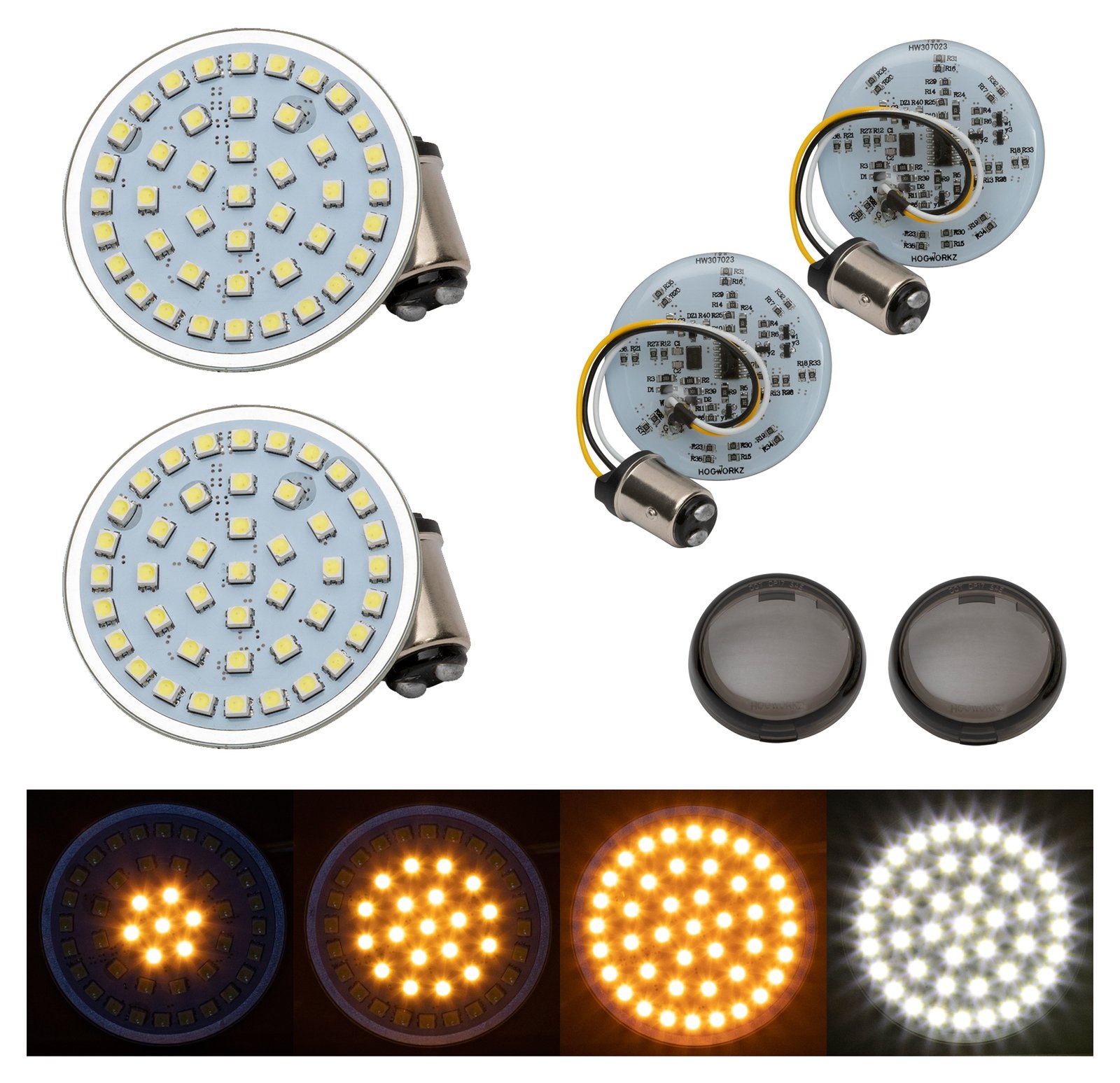 HogWorkz Sequentialz 1157 Front LED Inserts For Harley Bullet Style Turn Signals