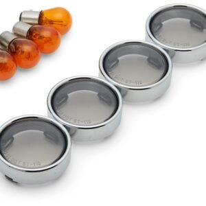 Milwaukee Twins Smoke Turn Signal Lens Kit with Chrome Trim Ring