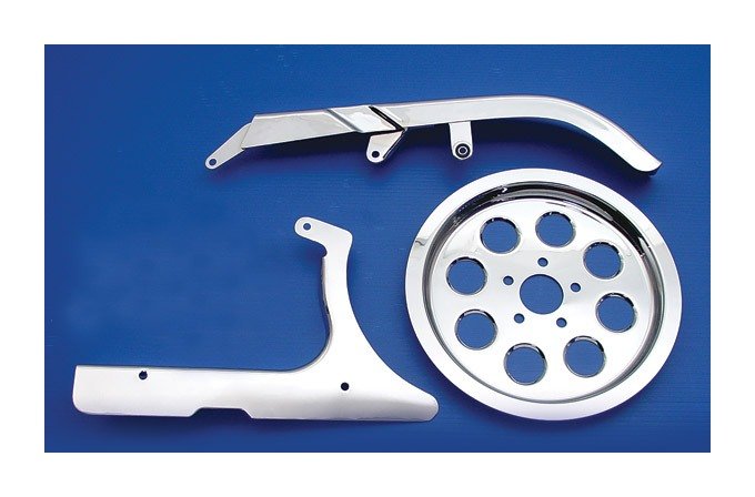 V-Twin Mfg. Chrome Belt Guard Kit For Harley Softail 2000-2006