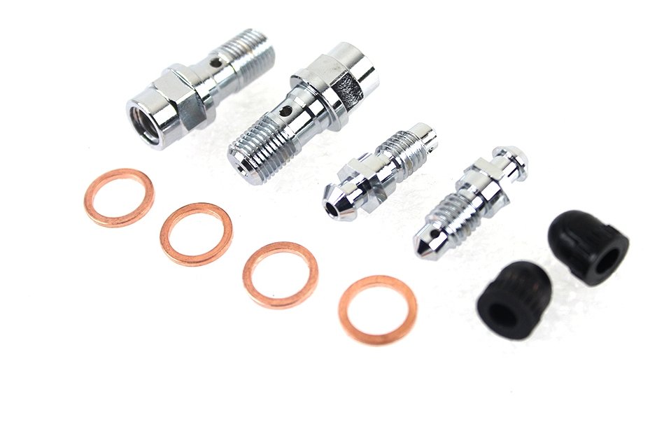 V-Twin Mfg. Front Caliper Bleeder Screw Kit For Harley Touring 2008-2025
