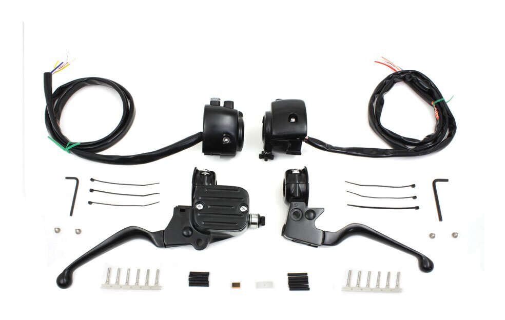 V-Twin Mfg. Handlebar Control Kit For Harley Single Disc 1996-2006